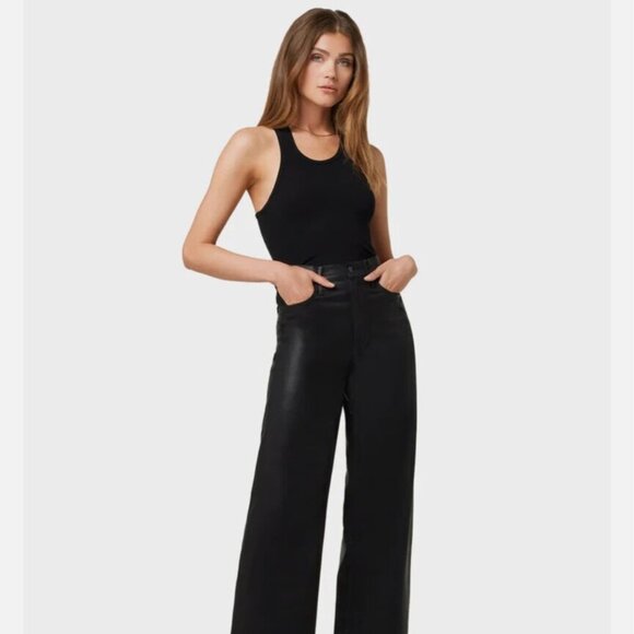 New Joe's Jeans The Mia High Rise Wide Leg Coated Subtle Sheer Black Sz 25 - Picture 1 of 12